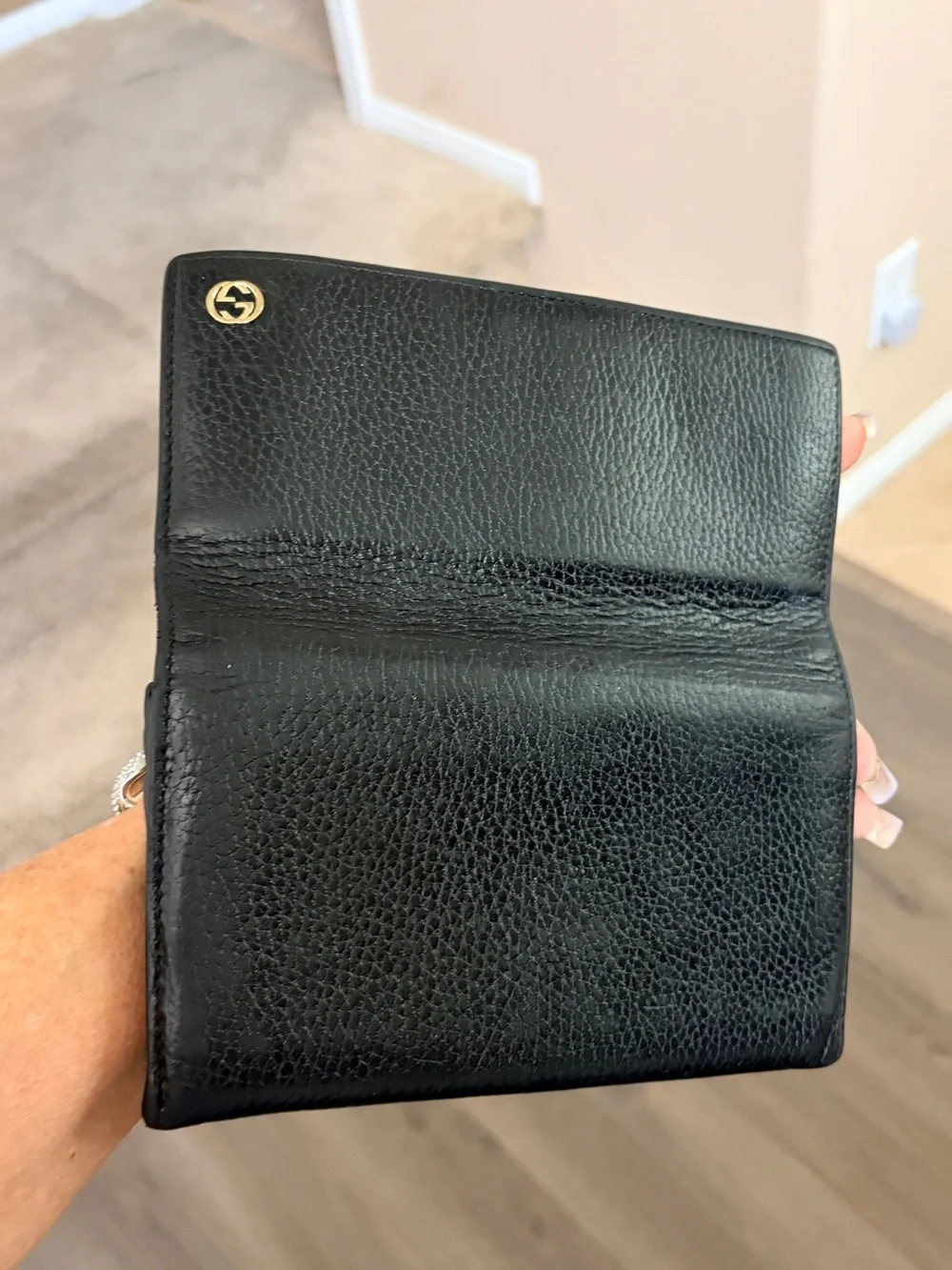 Gucci Vintage Interlocking G Black Leather Continental Full Wallet Authentic - Picture 4 of 12